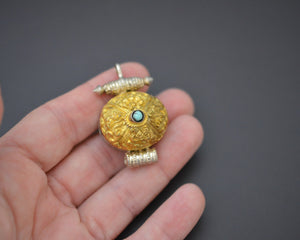 Tibetan Gilded Turquoise Gau Box Pendant