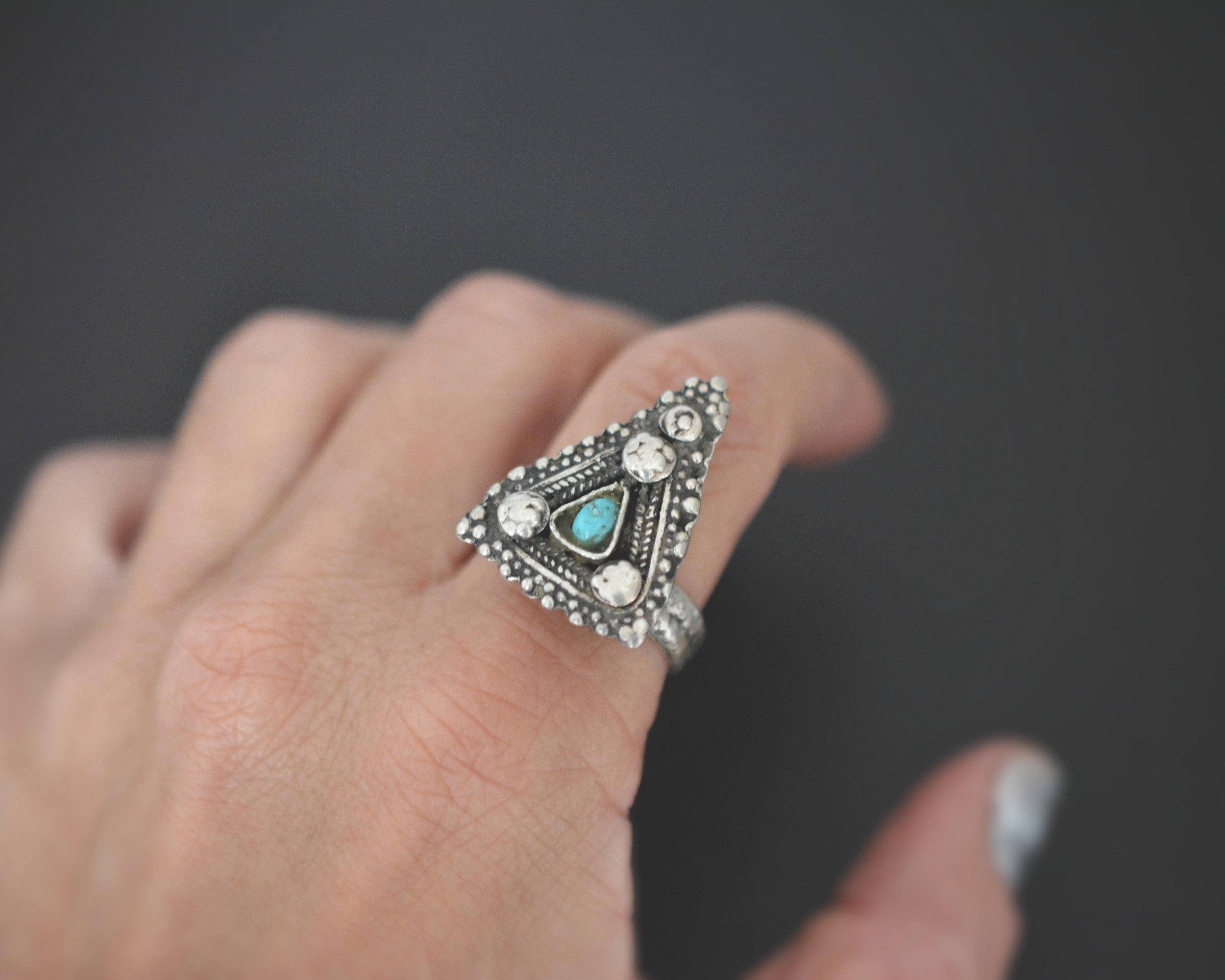 Ethnic Turquoise Ring - Size 8.25