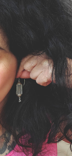 Vintage Indian Silver Cage Earrings