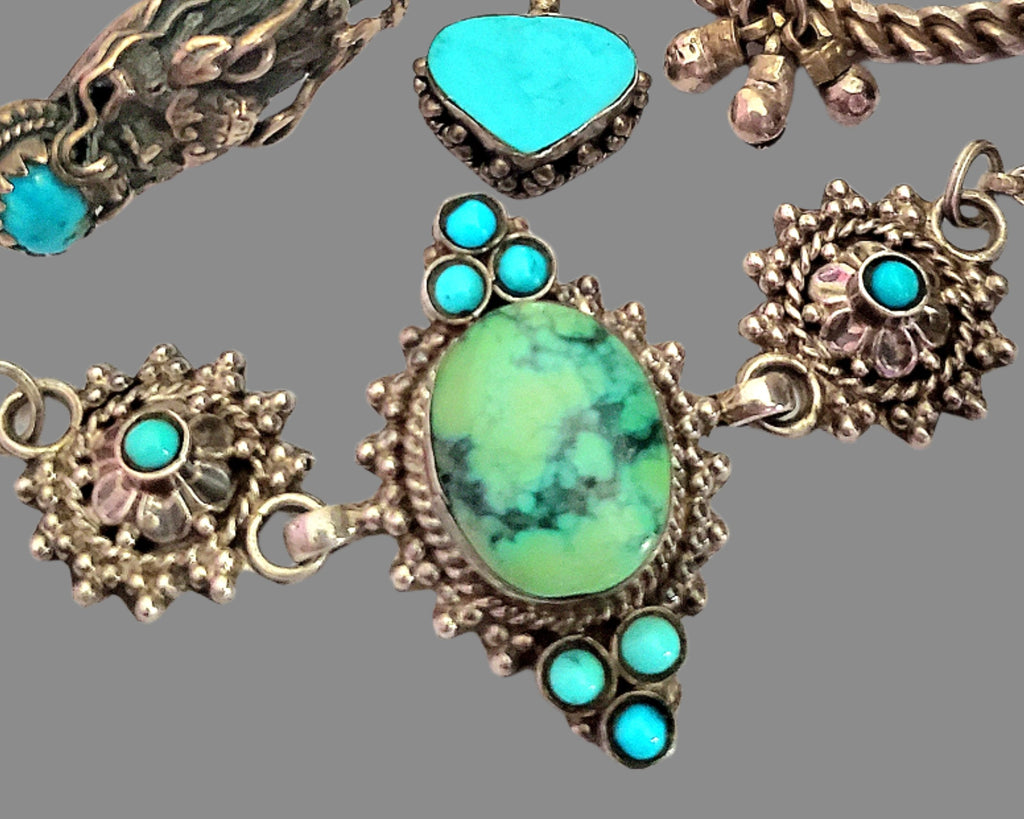 Nepali Turquoise Bracelet with Chains