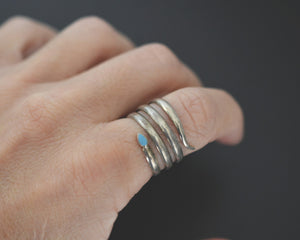 Indian Coil Ring with Turquoise - Size 7.5 - Snake Coil Ring
