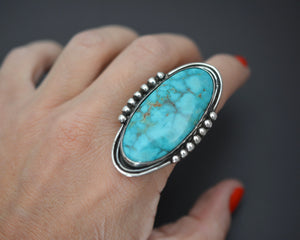 Splendid Native American Turquoise Ring - Size 7.75/8