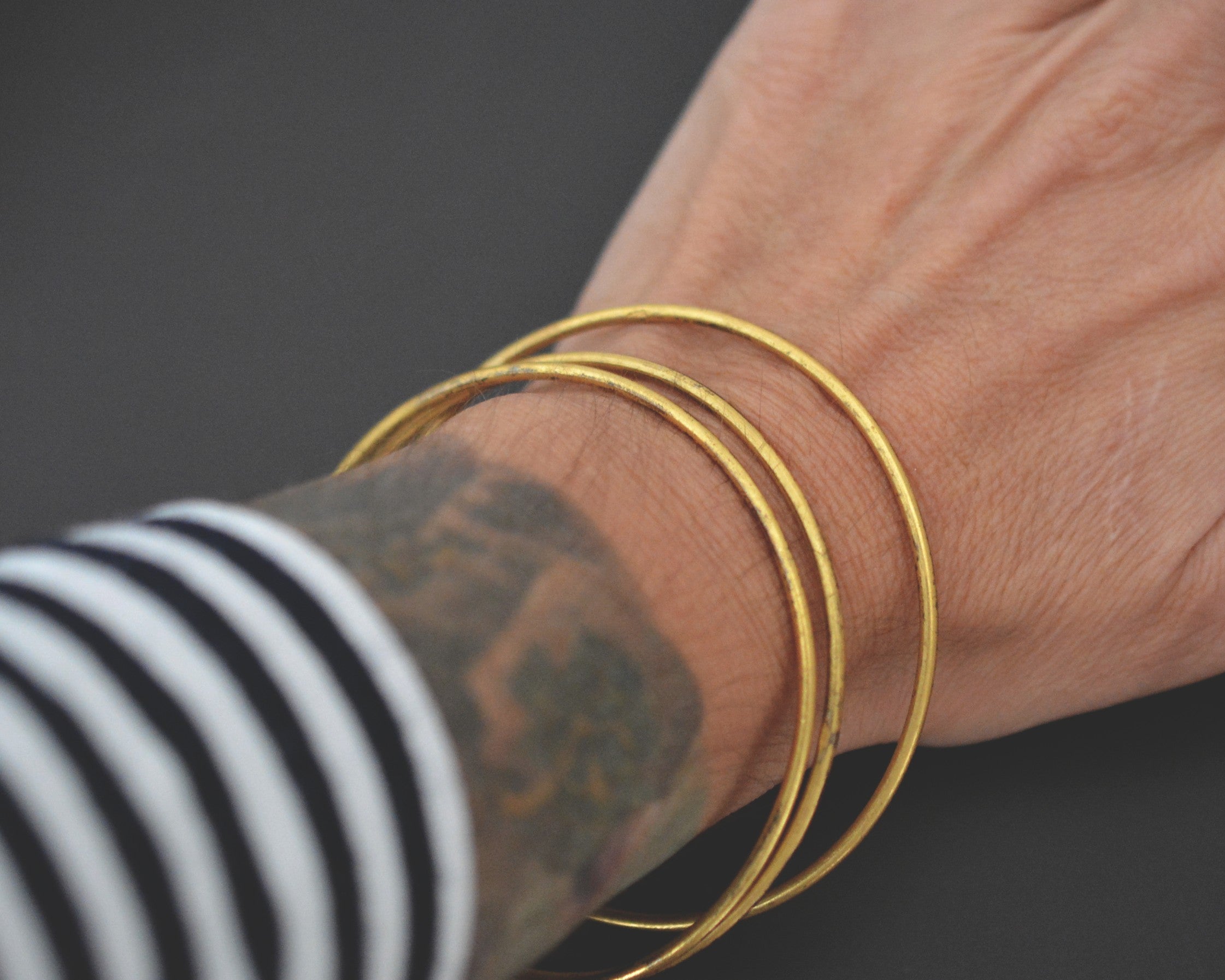 Set of Gilded Silver Bangle Bracelets - Set of Three - MEDIUM