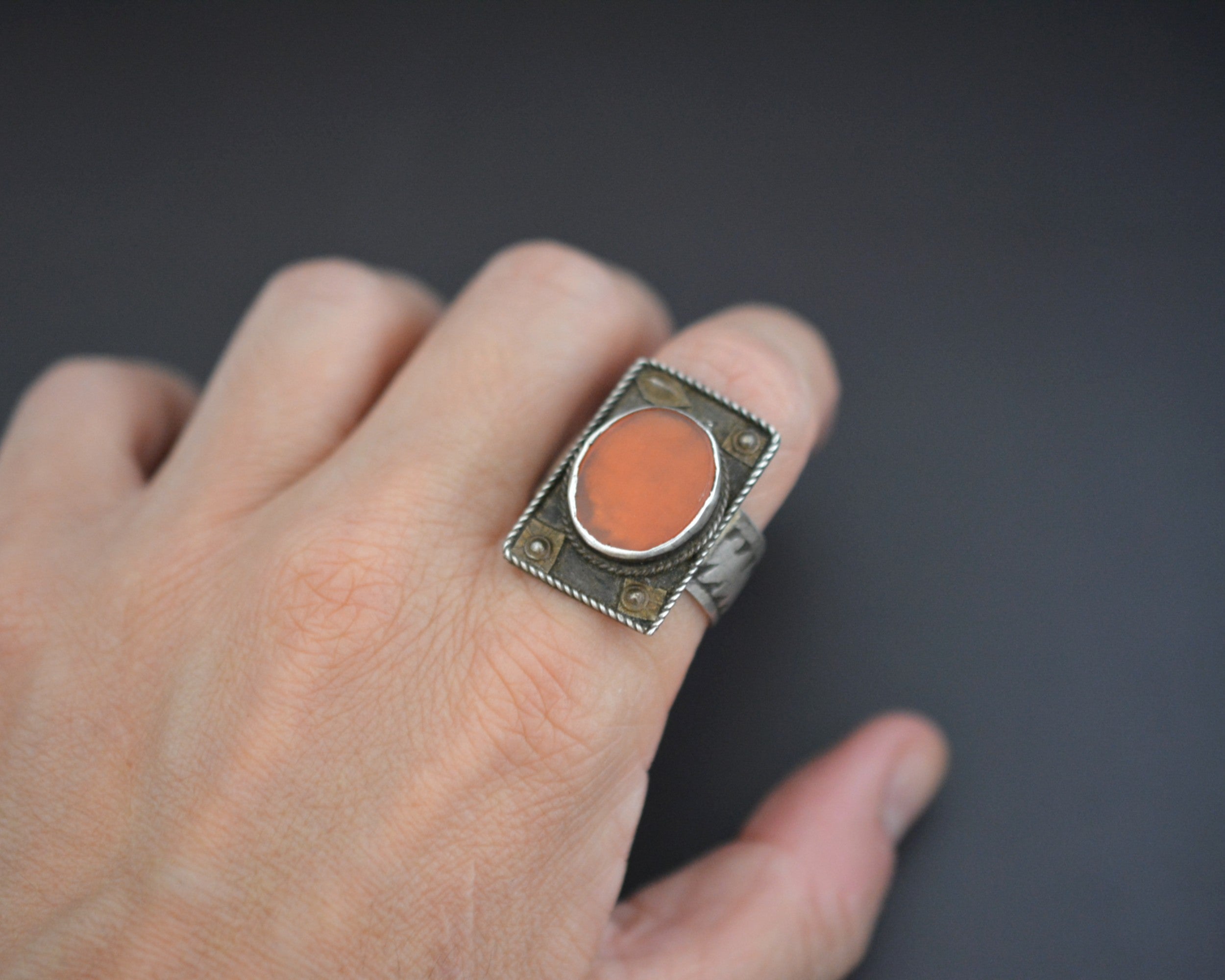 Ethnic Carnelian Ring - Size 9.25