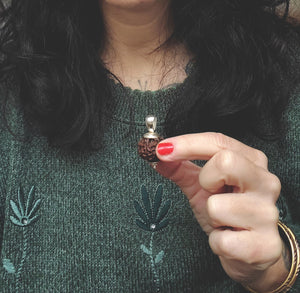 Rudraksha Bead Pendant with Silver Cap