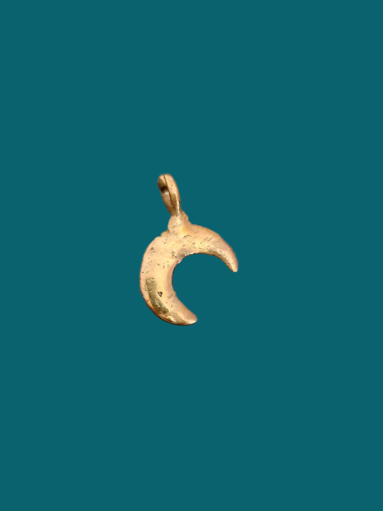 Golden Crescent Moon Pendant - Brass