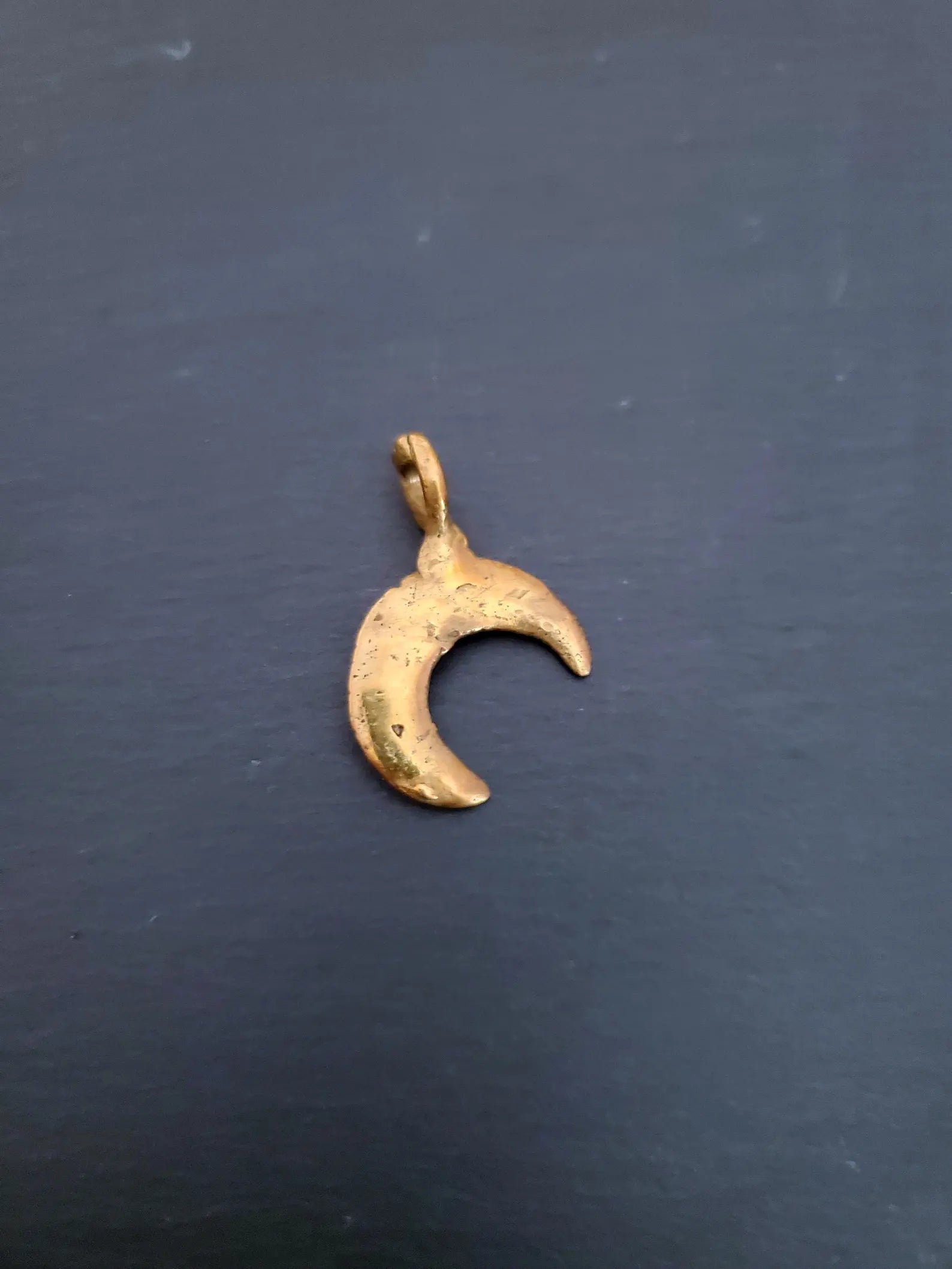 Golden Crescent Moon Pendant - Brass
