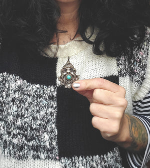 Nepali Ashtamangala Turquoise Pendant