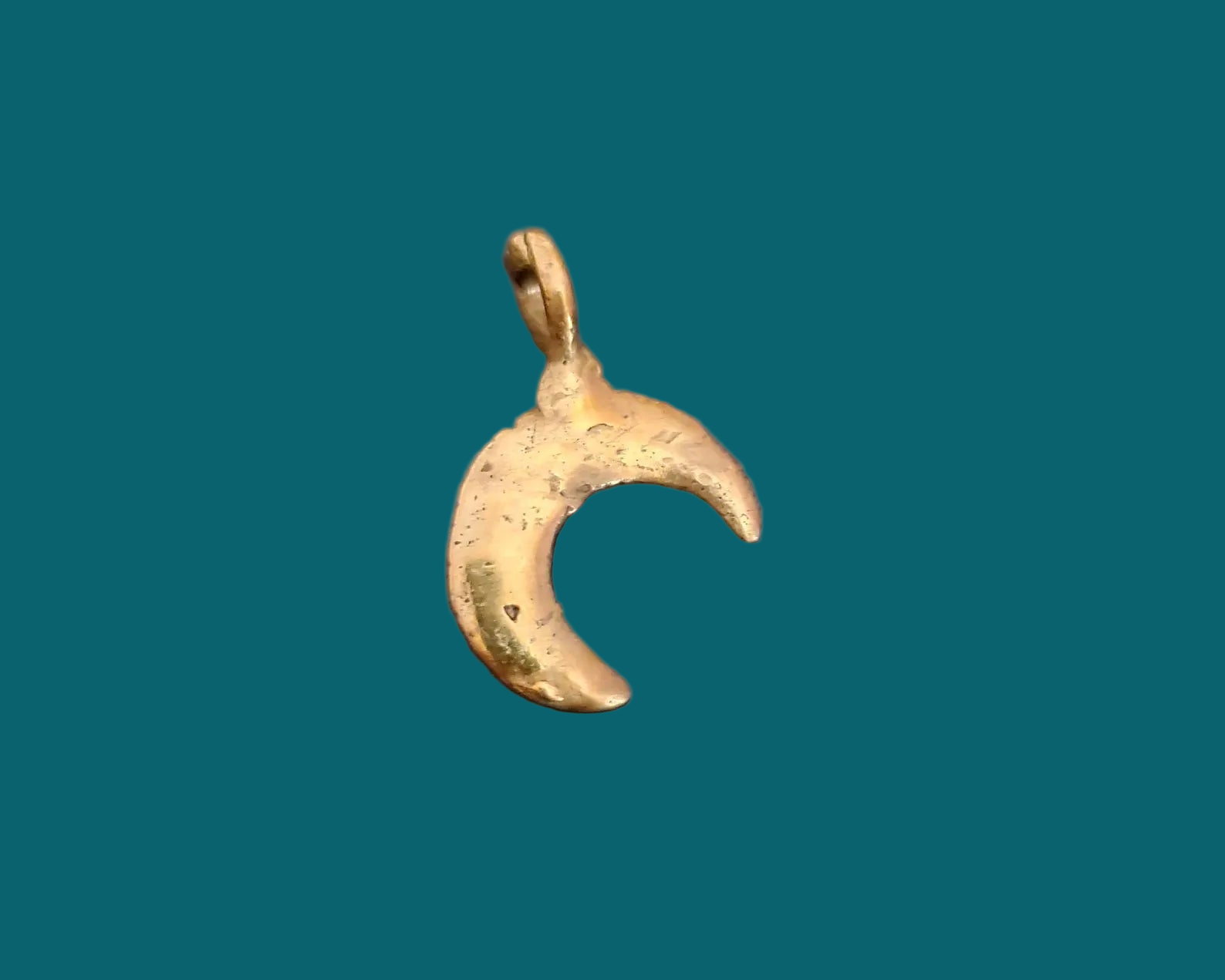 Golden Crescent Moon Pendant - Brass