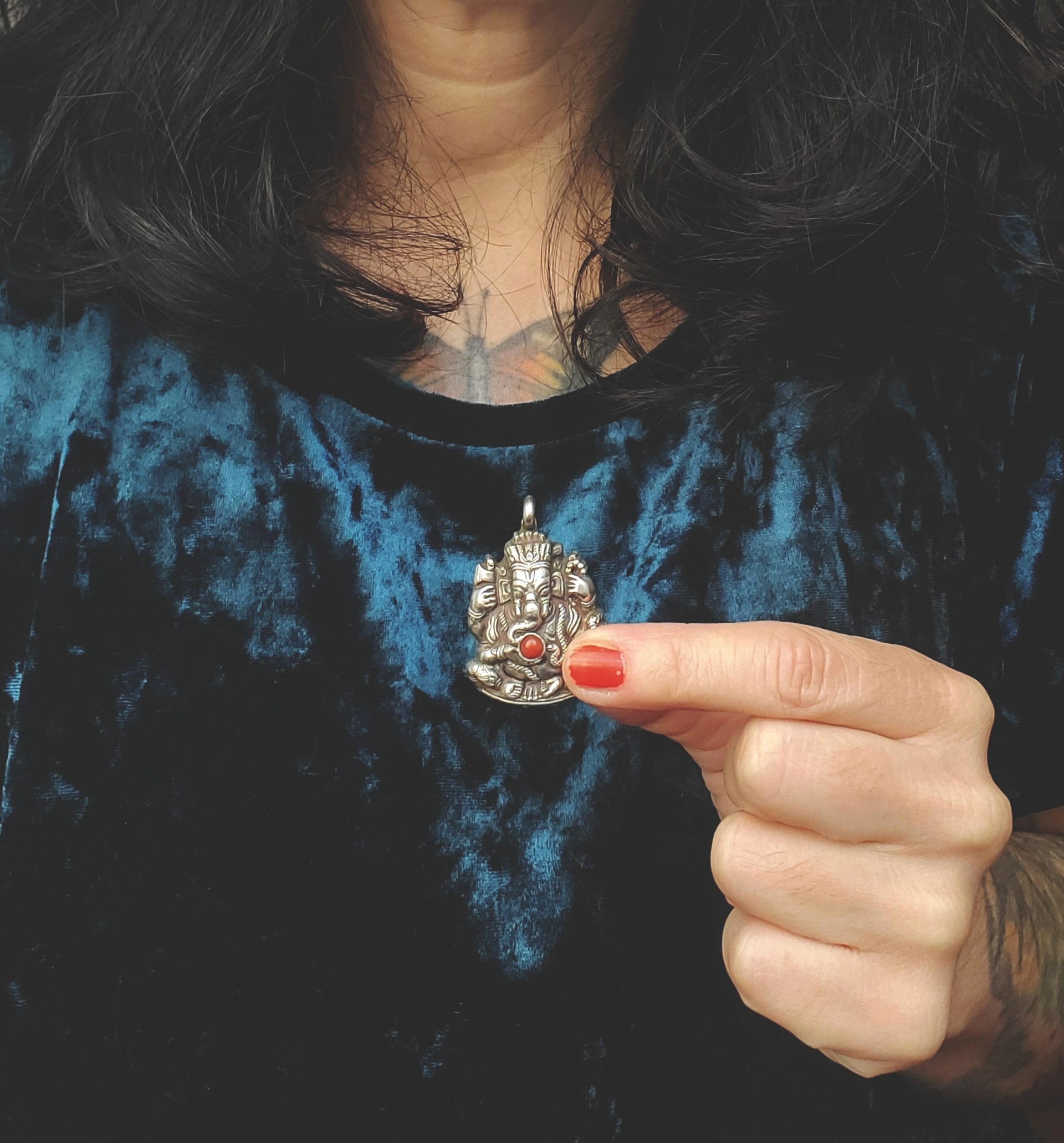 Ganesha Coral Pendant from India