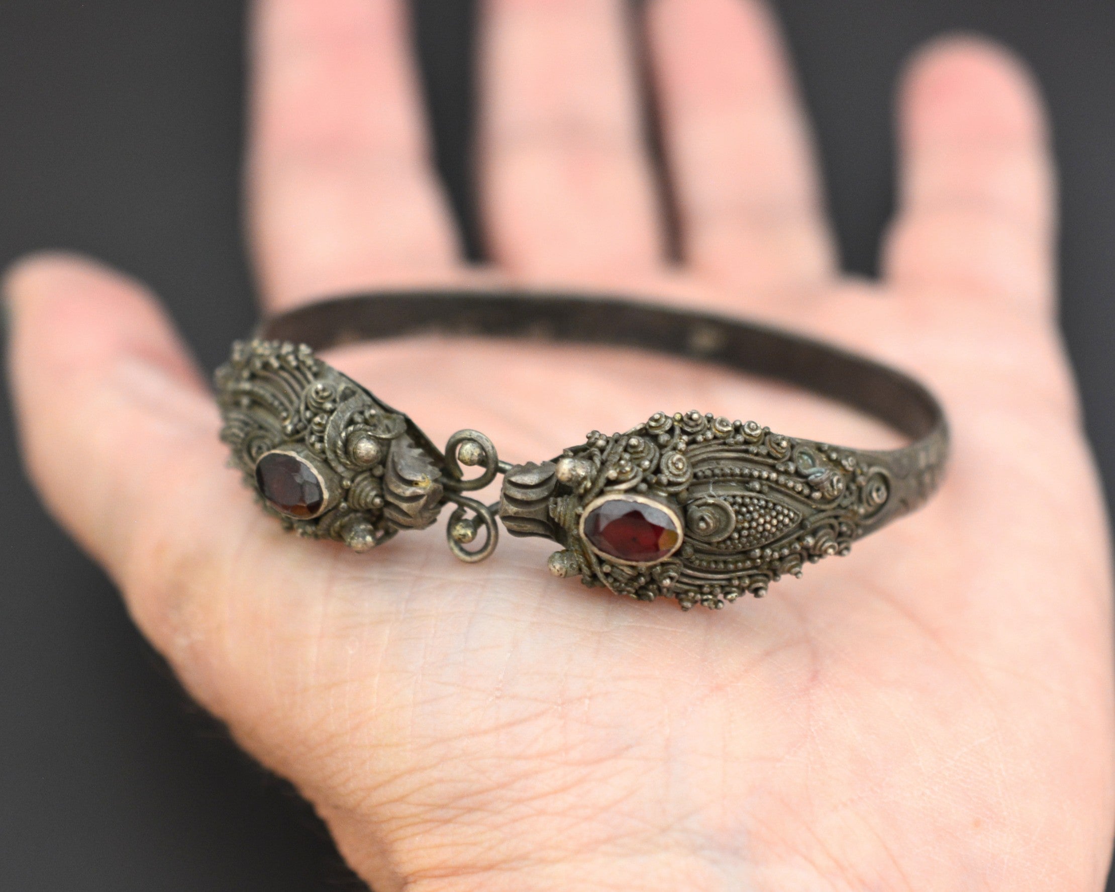 Double Dragon Garnet Bracelet from Bali - SMALL SIZE