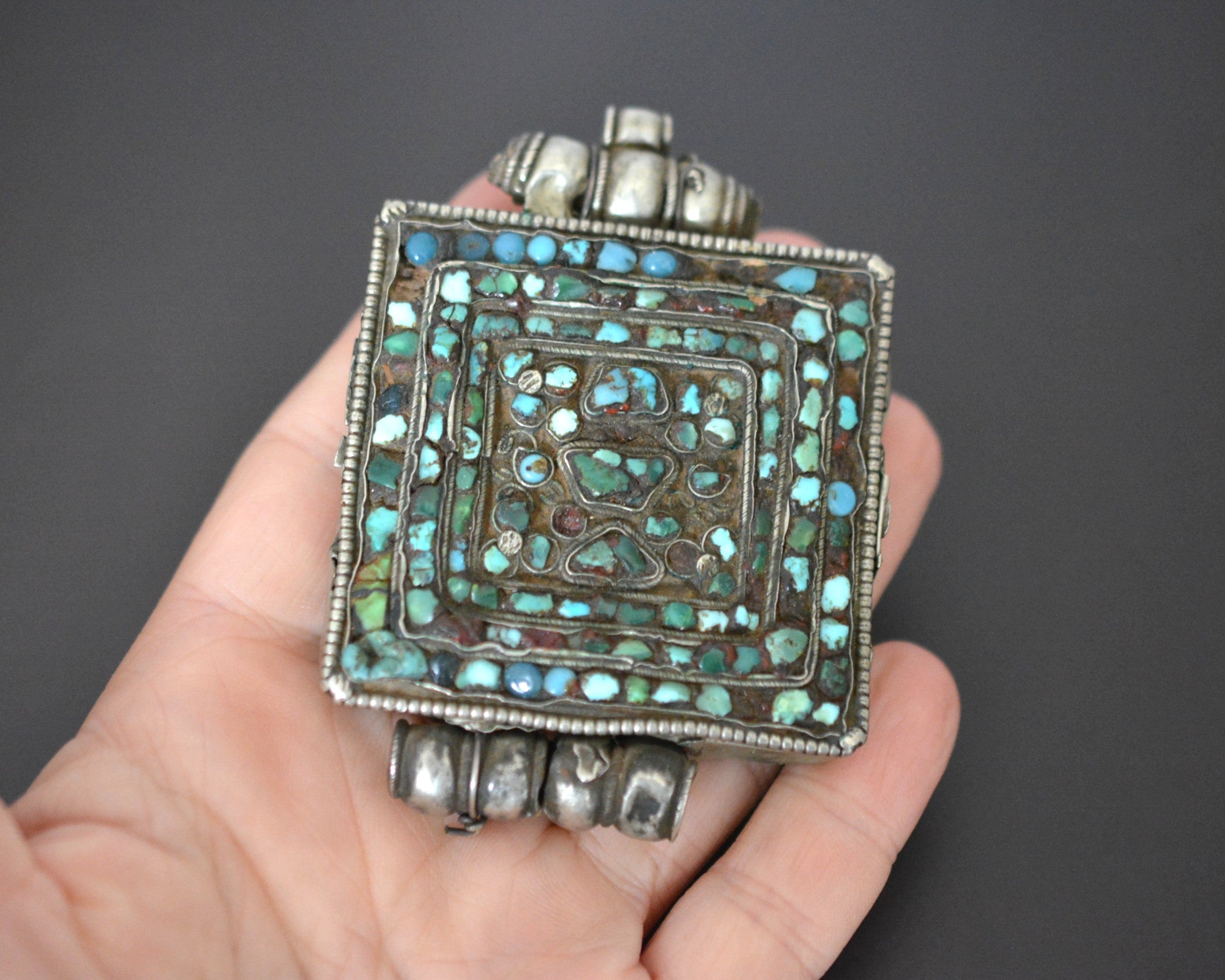 Old Tibetan Gau Box with Turquoise