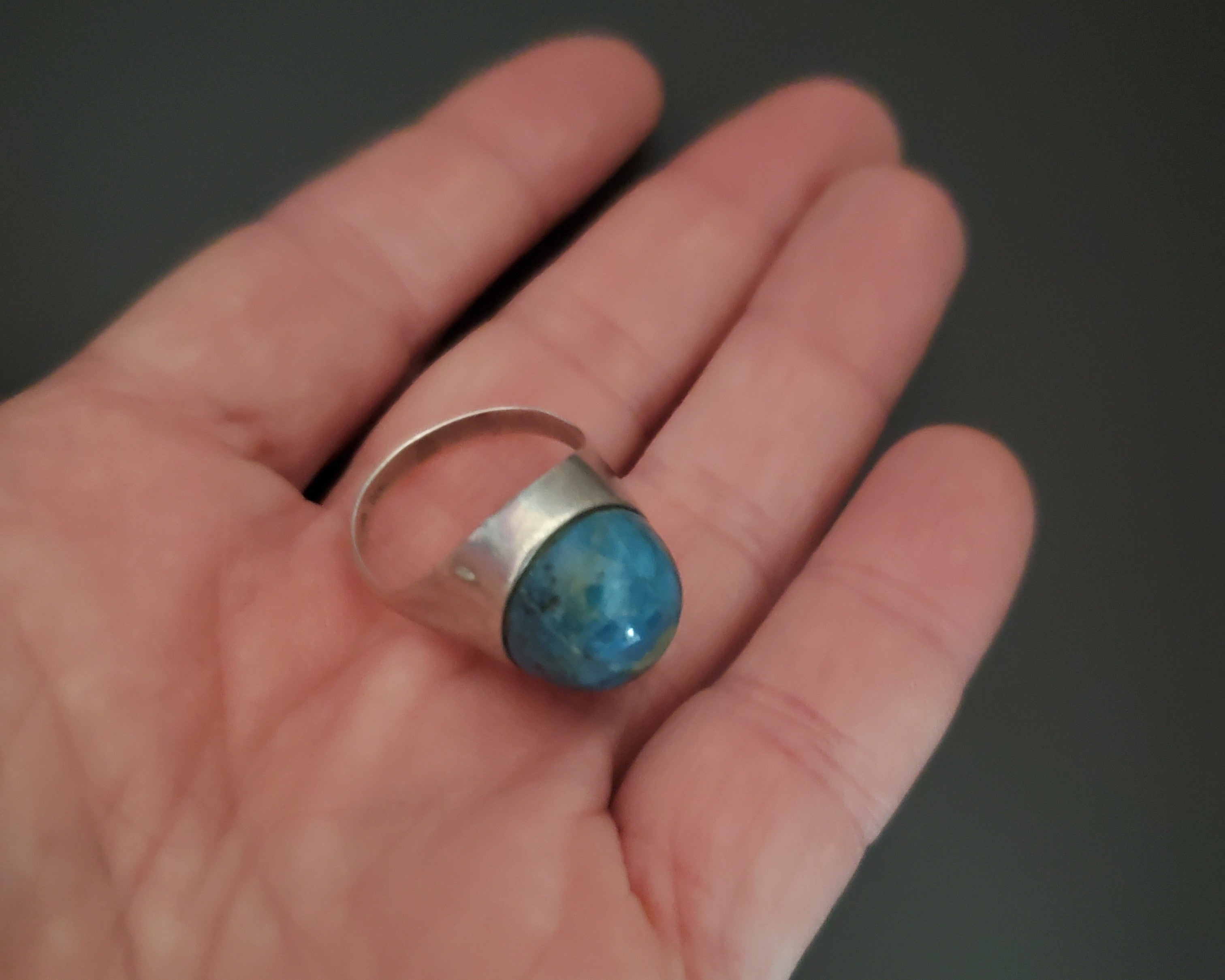 Ethnic Blue Aventurine Ring from India - Size 7