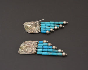 Ethnic Peacock Earrings with Turquoise Dangles