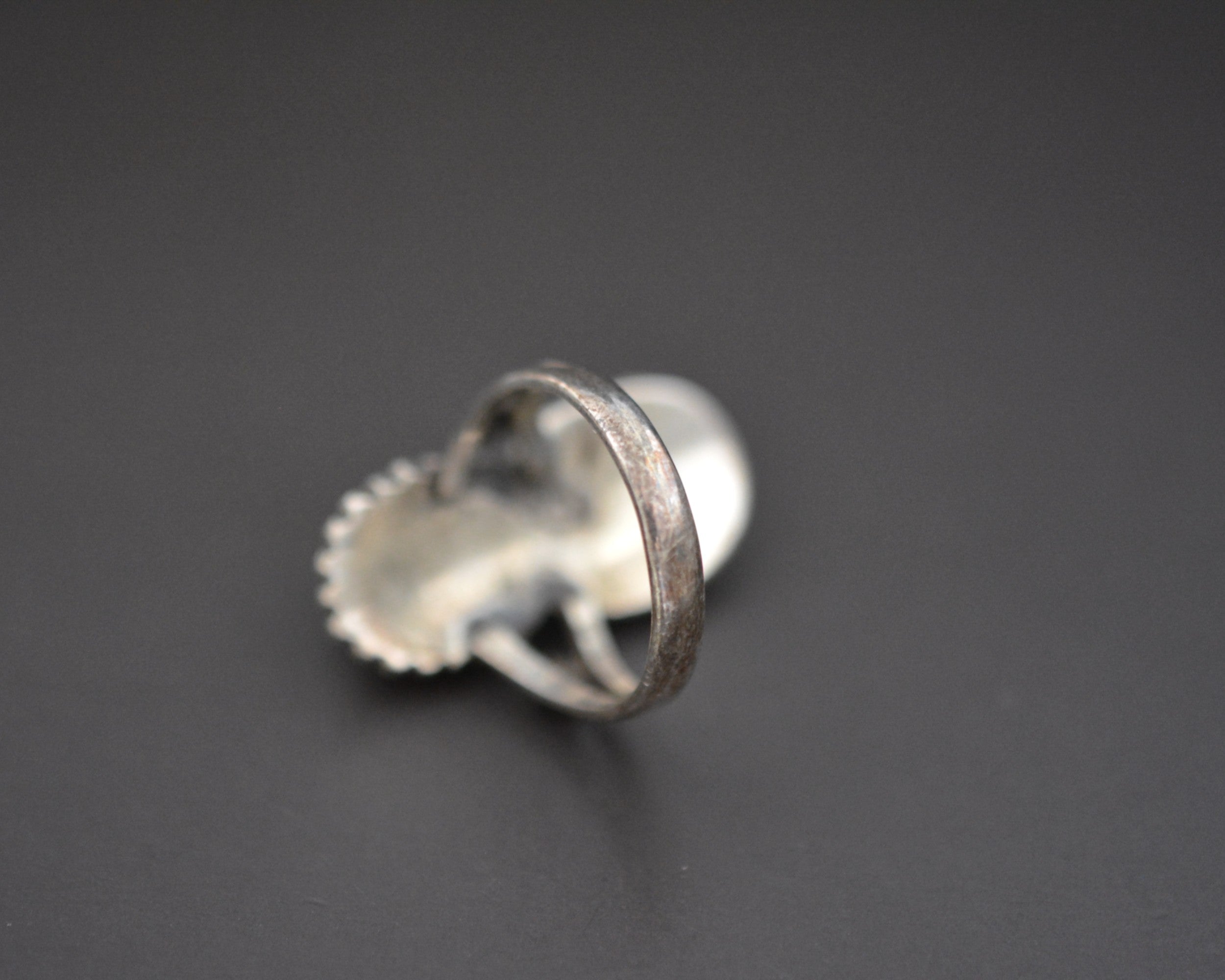 Vintage Nepali Coral Turquoise Ring - Size 8.25