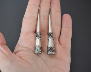 Silver Cone Dangle Earrings from Bali