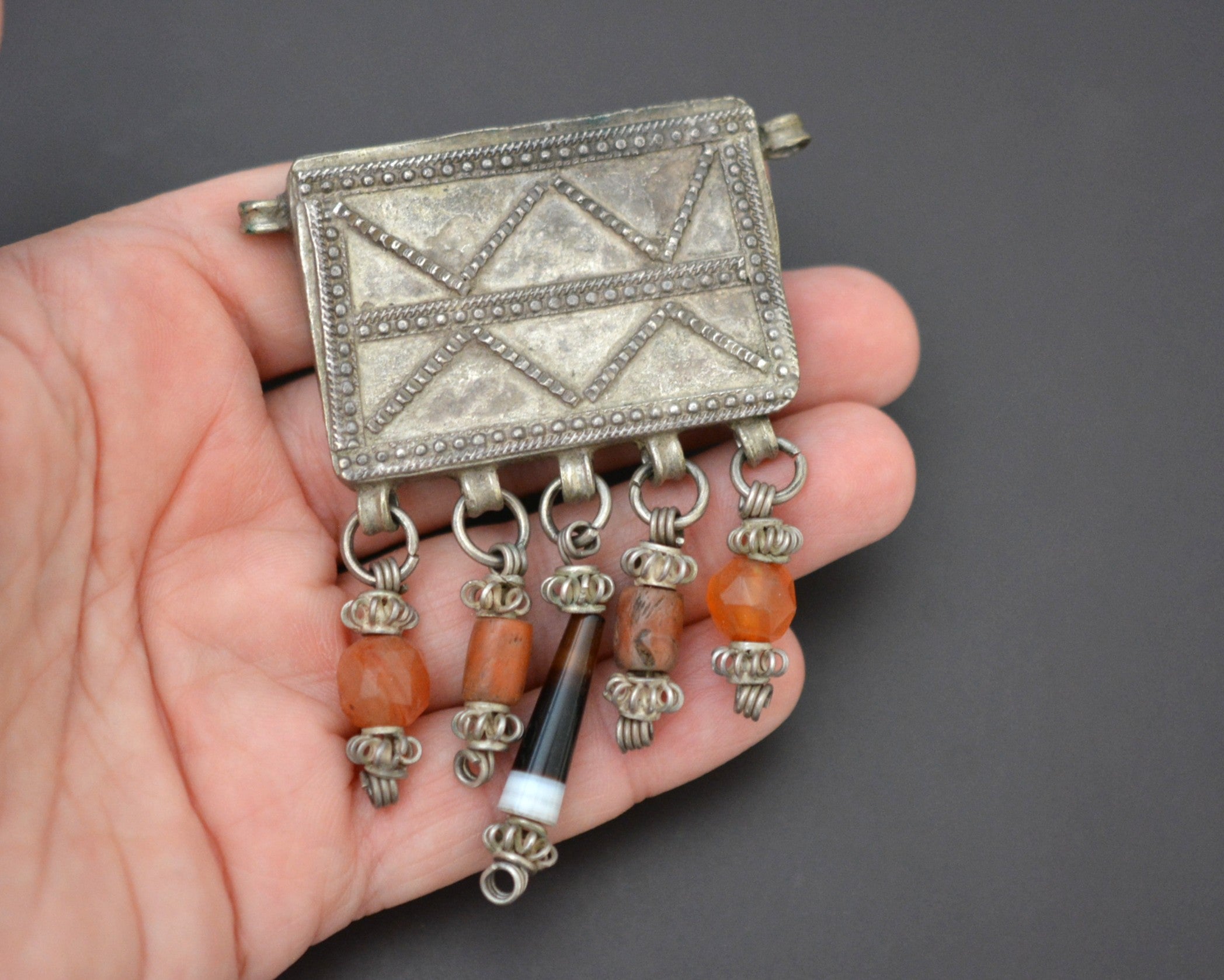 Egyptian Zar Pendant Box with Beads