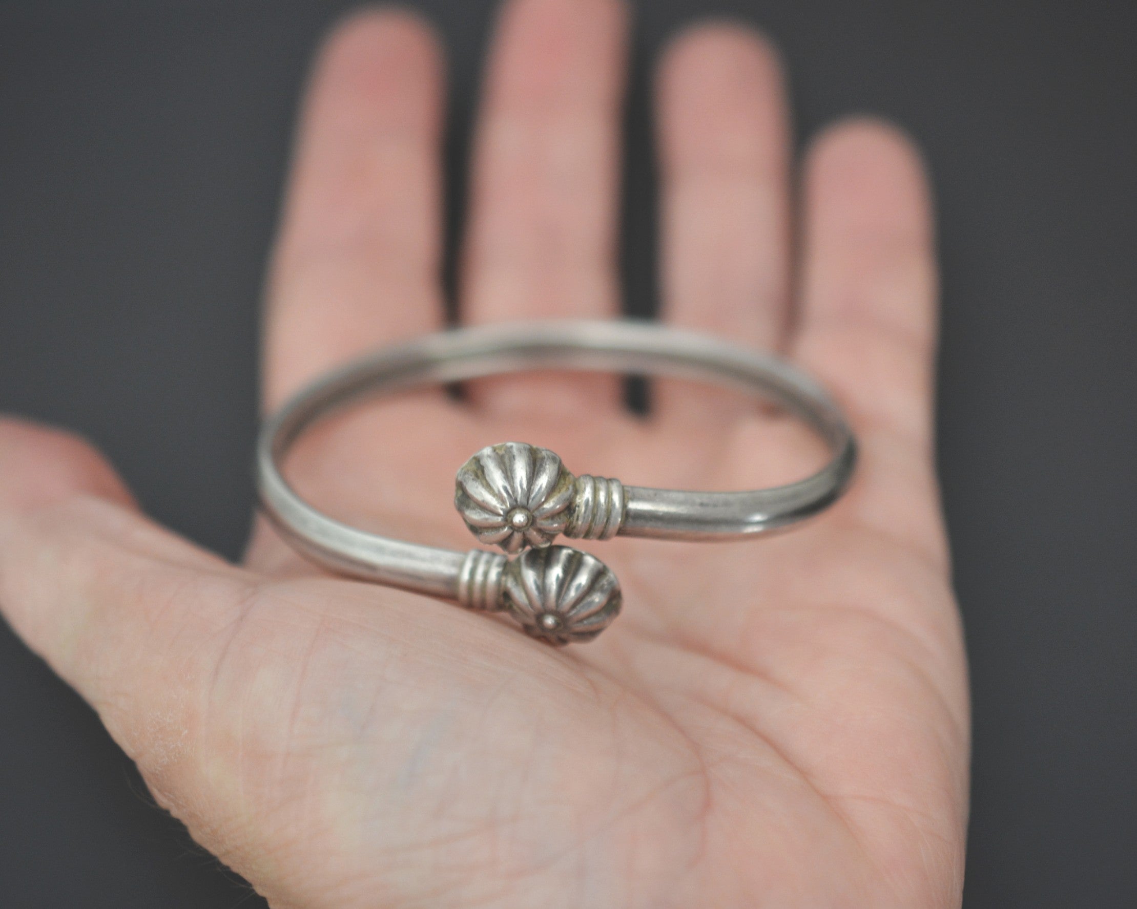 Ethnic Sterling Silver Flowery Bracelet