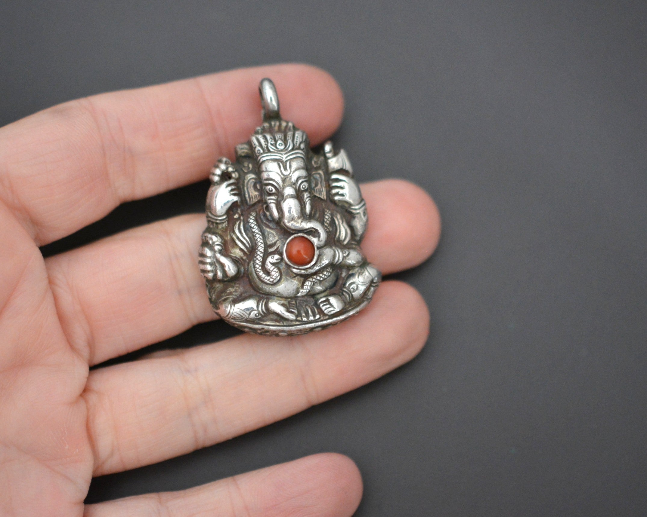 Ganesha Coral Pendant from India