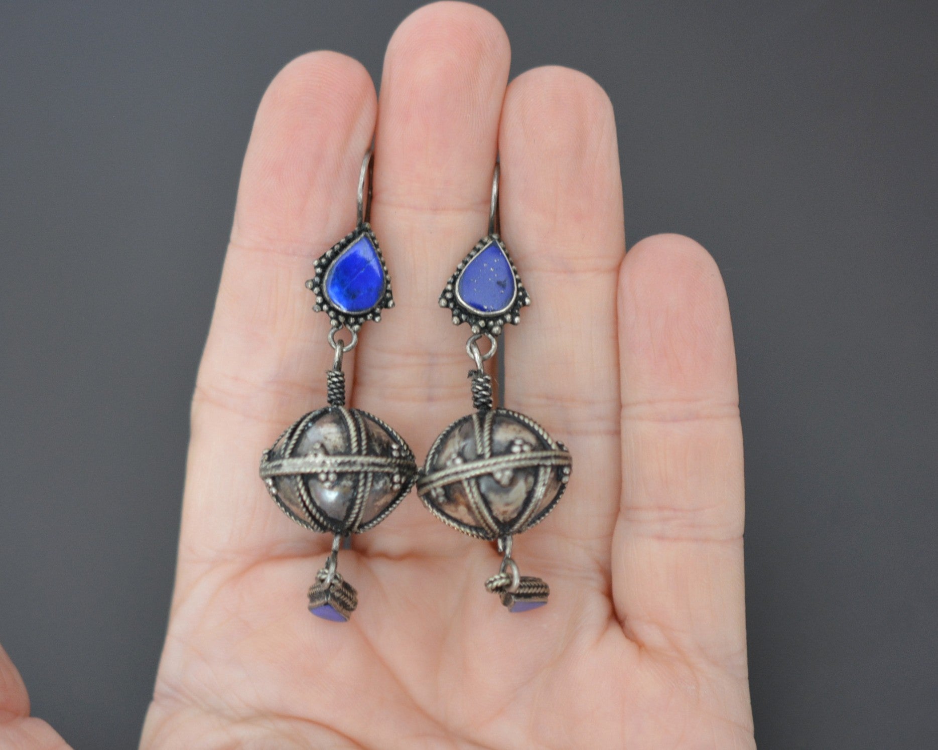 Afghani Lapis Lazuli Dangle Earrings