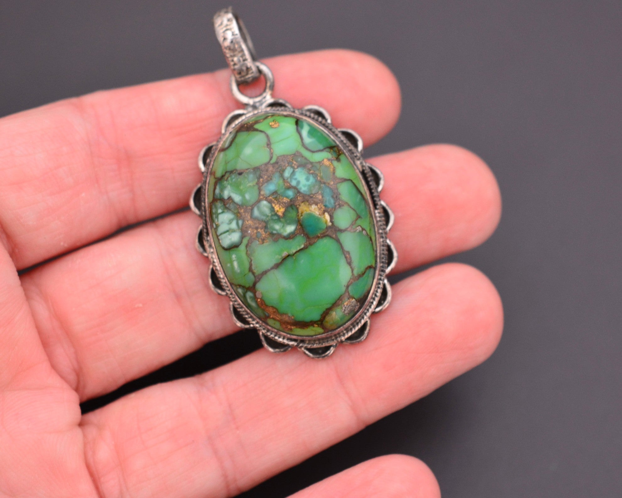 Green Turquoise Pendant from India