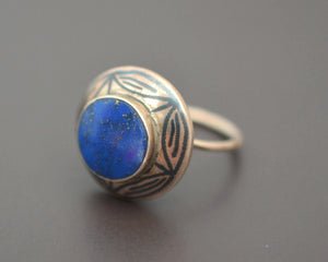 Afghani Lapis Lazuli Niello Ring - Size 8