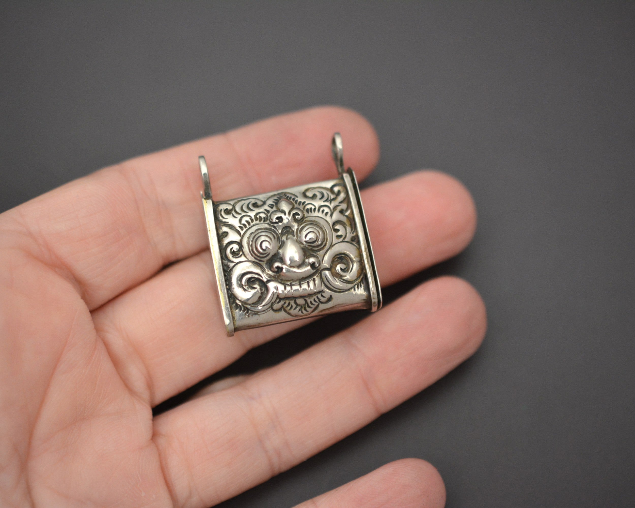 Openable Silver Barong Box Pendant from Bali