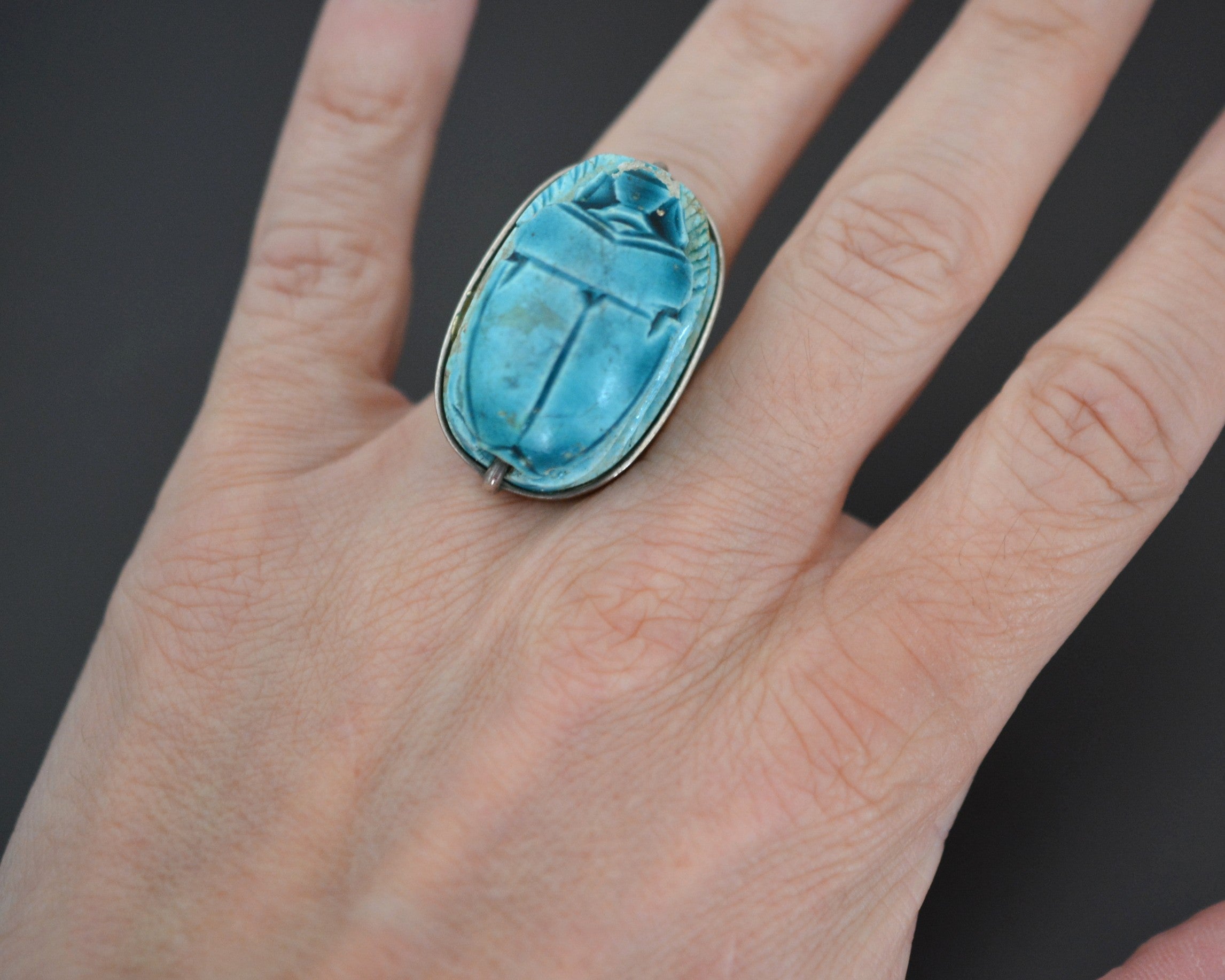 Huge Scarab Ring from Egypt - Size 5