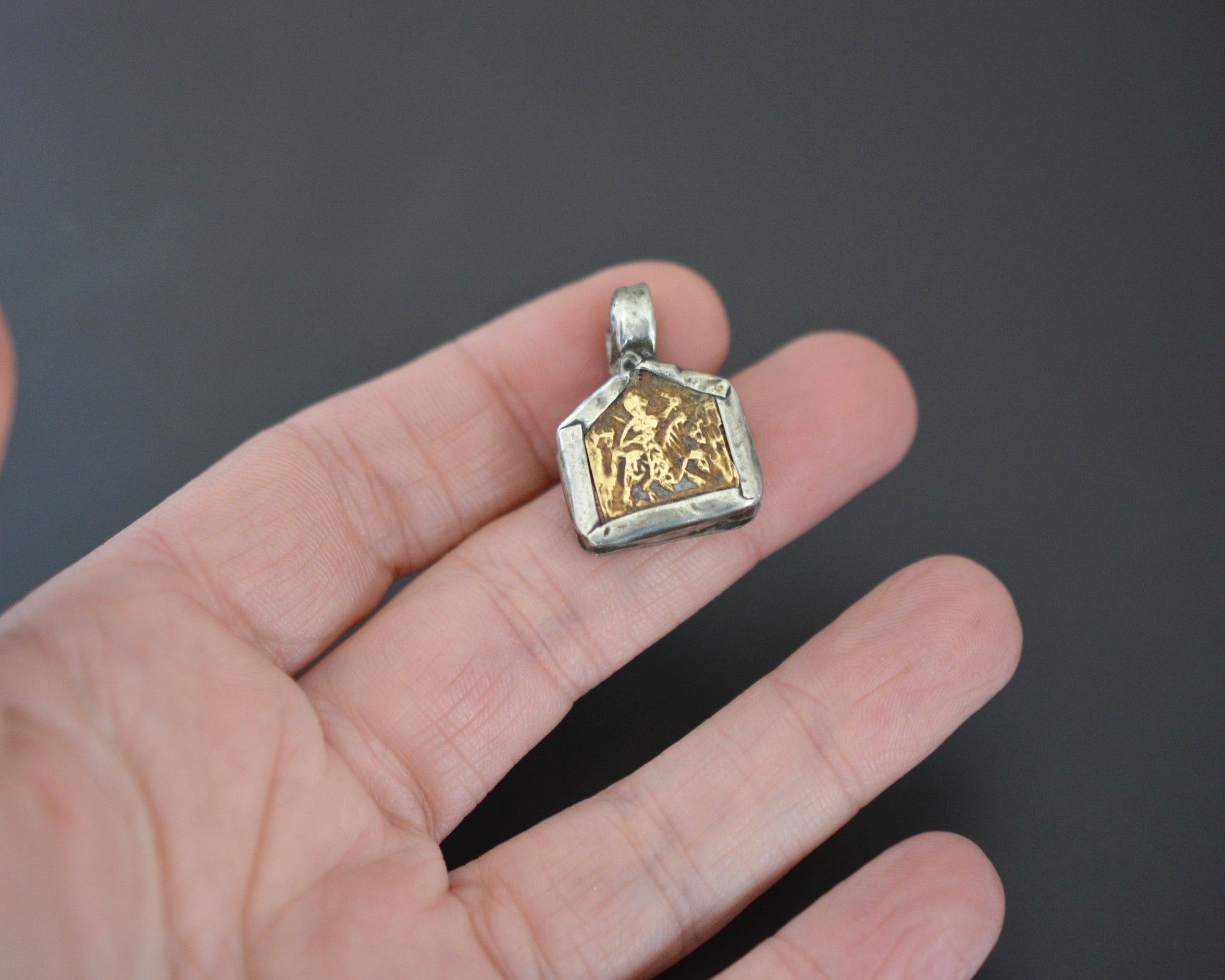 Old Indian Silver and Gold Hindu Diety Pendant