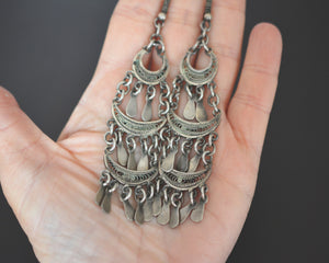 Long Silver Filigree Earrings from Egypt