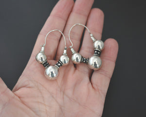 Ethnic Bali Hoop Silver Ball Earrings