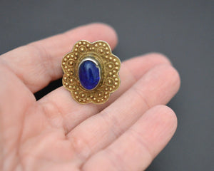Turkmen Gilded Glass Stone Ring - Size 11