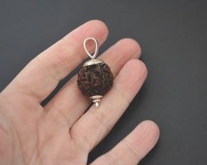 Rudraksha Bead Pendant with Silver Cap