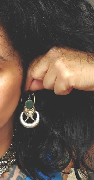 Large Onyx Dangle Earrings from India