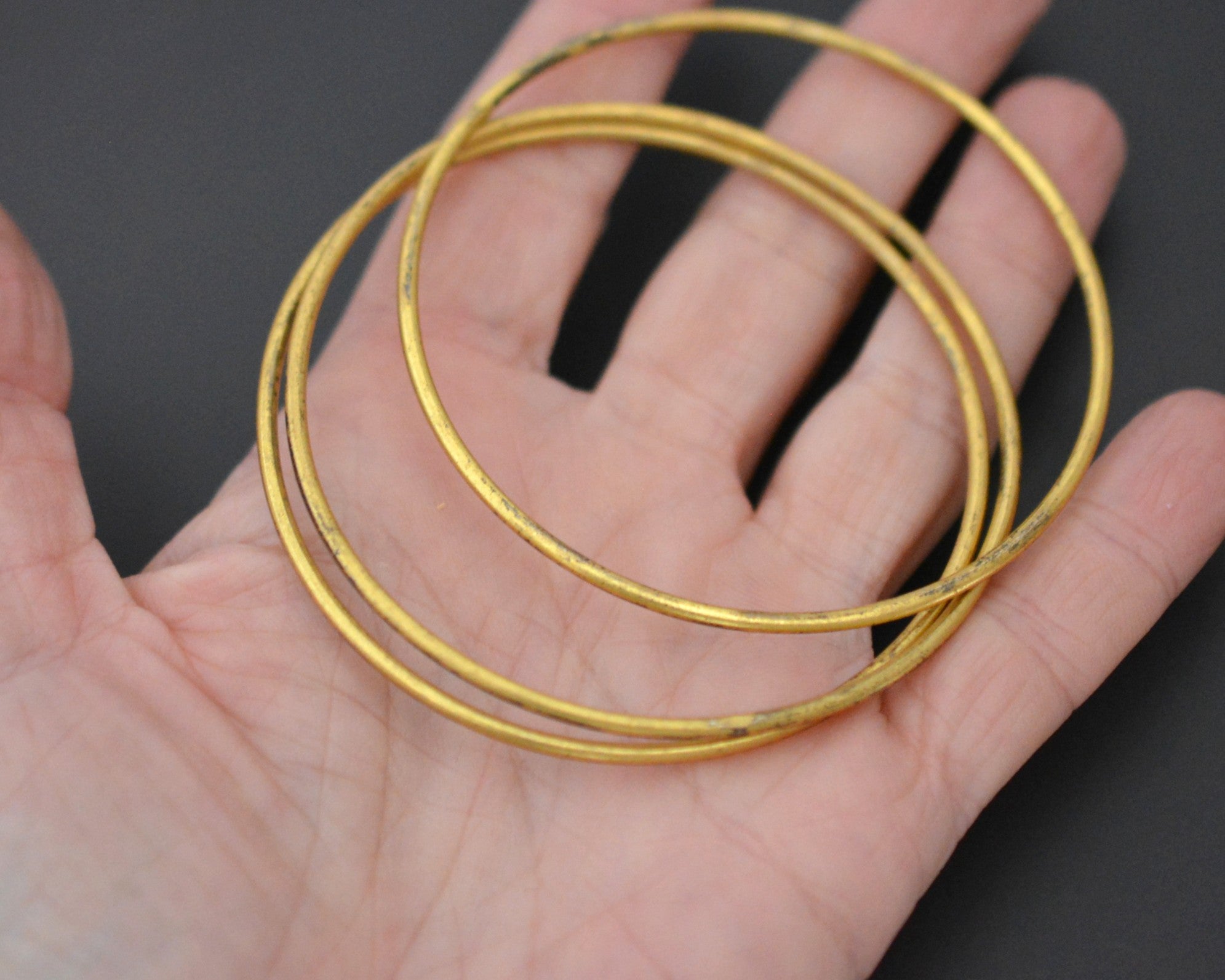 Set of Gilded Silver Bangle Bracelets - Set of Three - MEDIUM