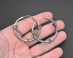 Ethnic Bali Hoop Earrings with Wire Work - Medium/Large