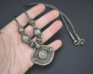 Reserved for A. - Indian Amulet Silver Beads Necklace with Snake Chain