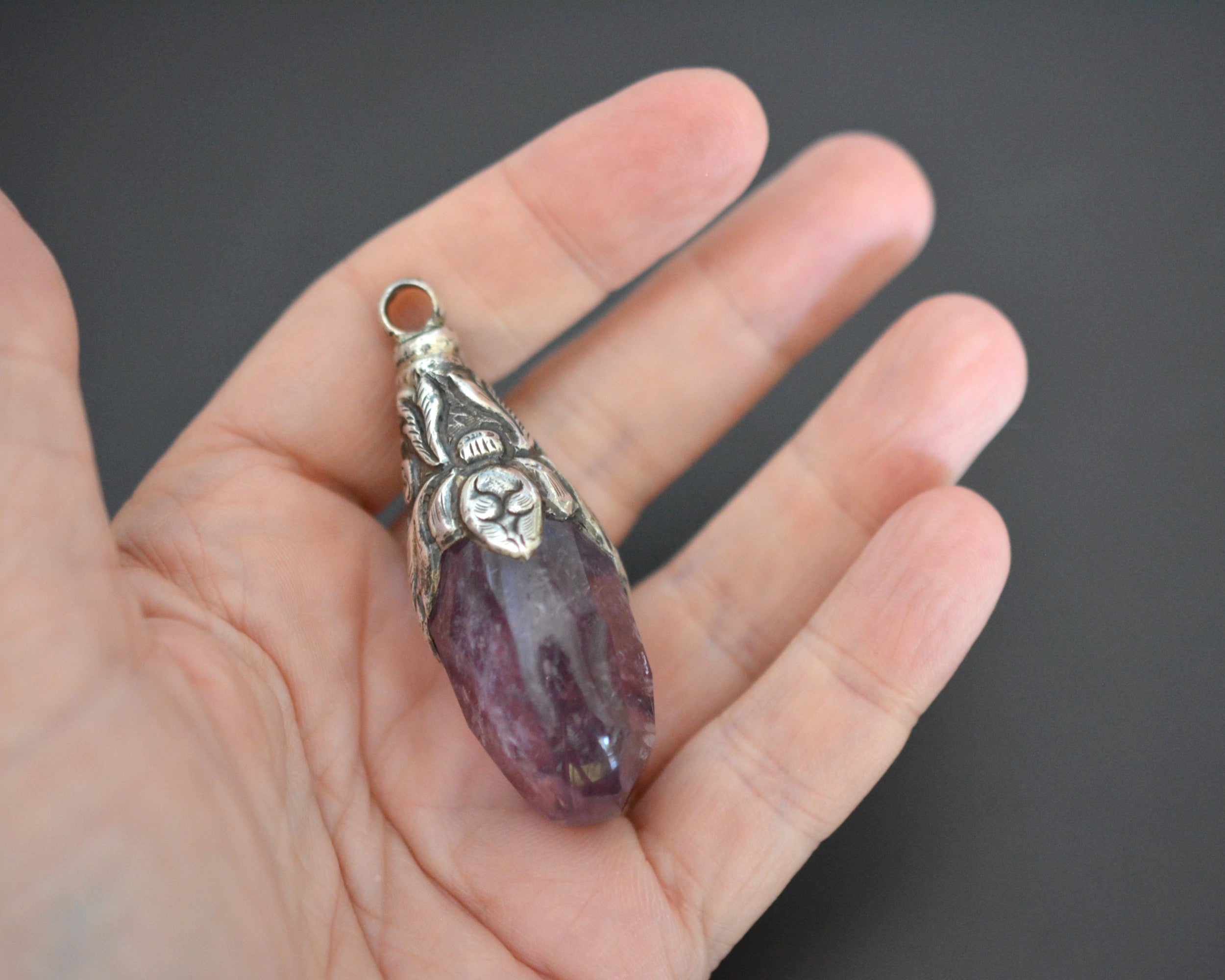 Large Nepali Amethyst Repoussee Pendant