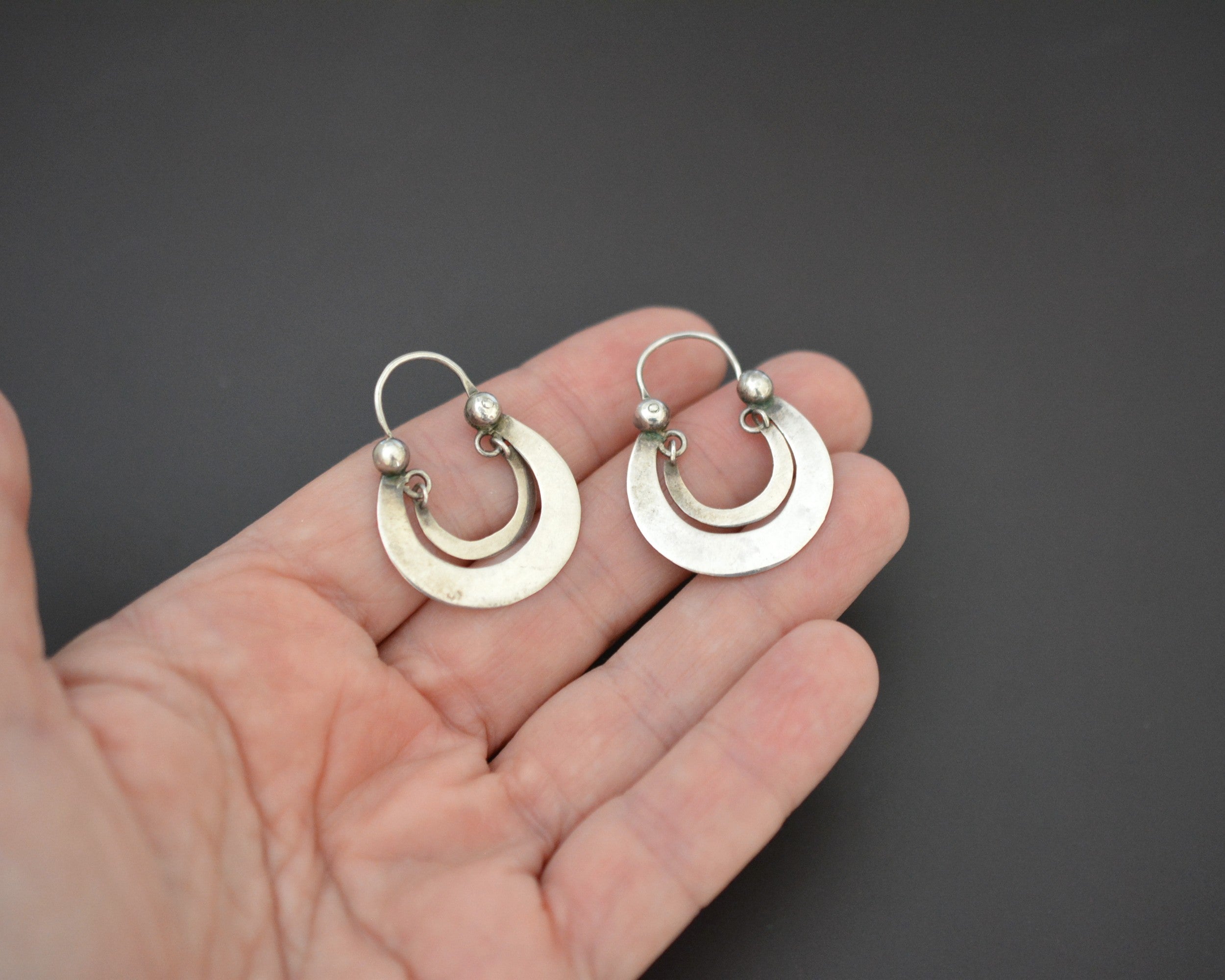 Guatemalan Silver Hoop Earrings - Small Size