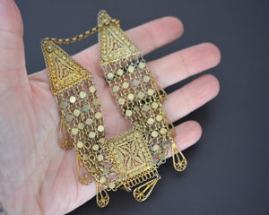 Yemeni Gilded Silver Filigree Necklace with Dangles - Made in Israel