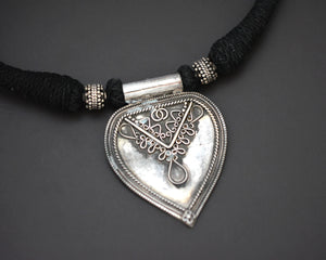 Rajasthani Silver Pendant Cotton Necklace