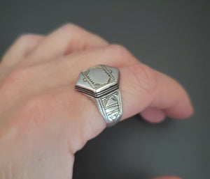 Tuareg Ring with Carvings and Ebony Inlay