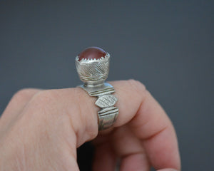 Tuareg Red Glass Ring - Size 8