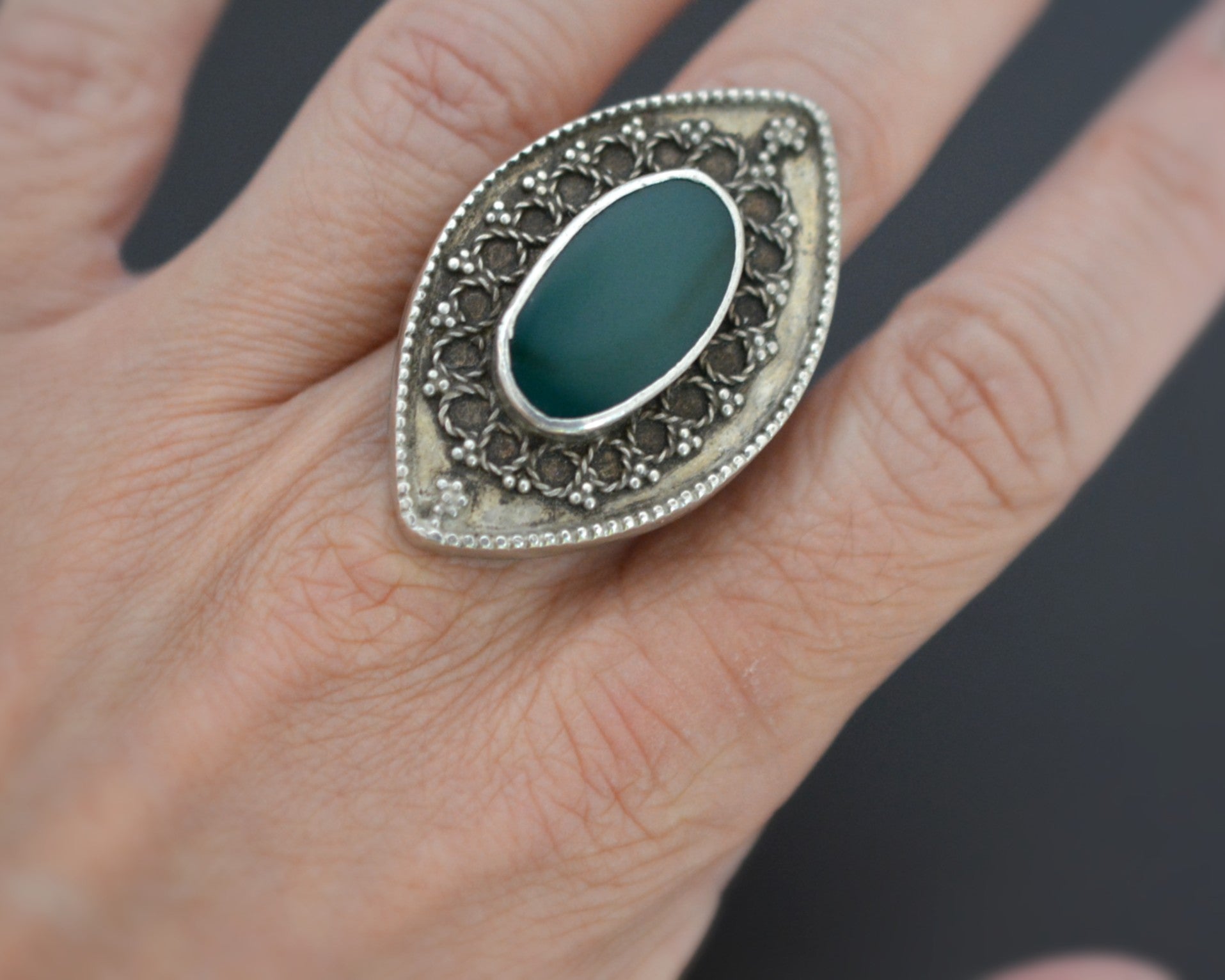 Kazakh Aventurine Silver Ring - Size 9