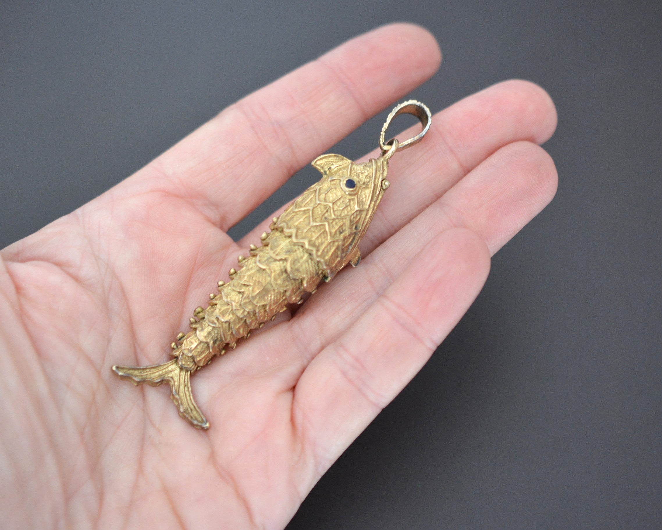 Large Gilded Openable Fish Case Pendant