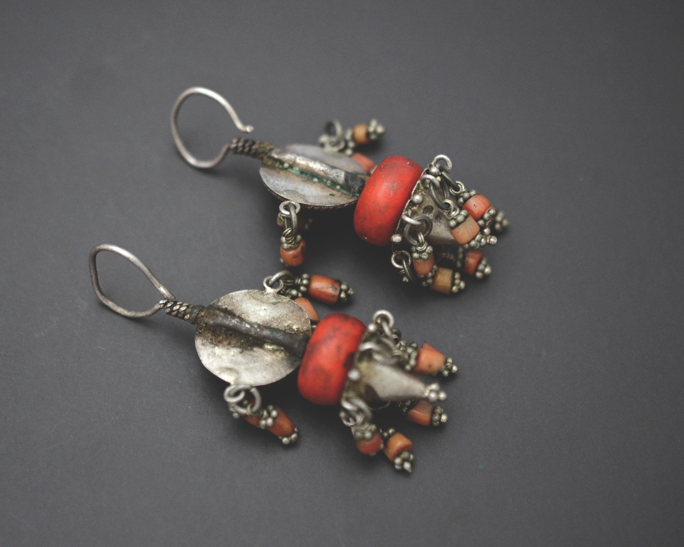 Uzbek Turquoise Coral Earrings