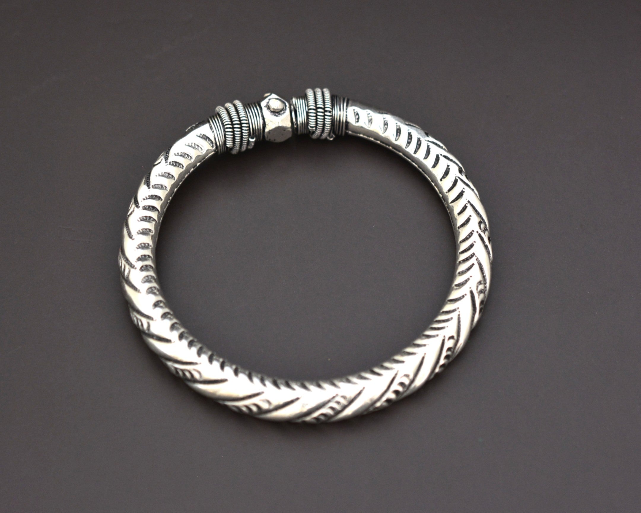 Ethnic Indian Silver Bracelet - Openable