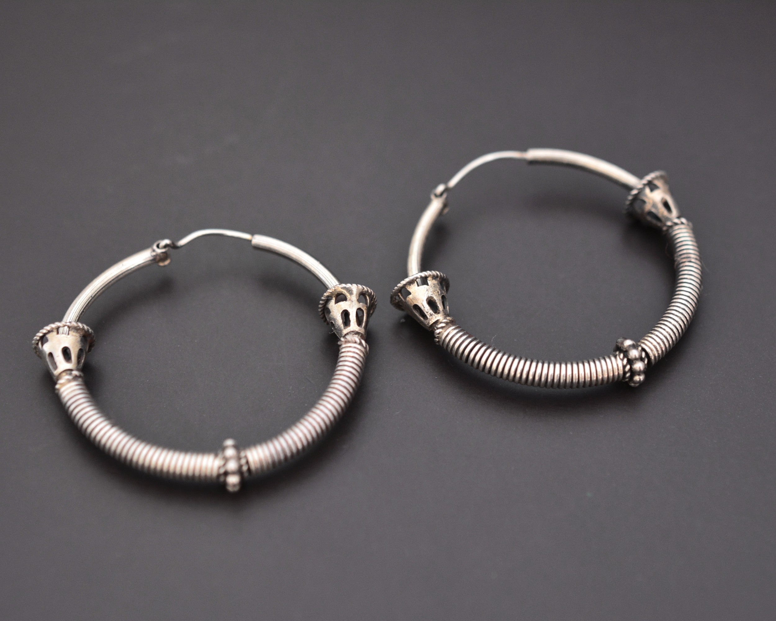 Ethnic Bali Hoop Earrings with Wire Work - Medium/Large