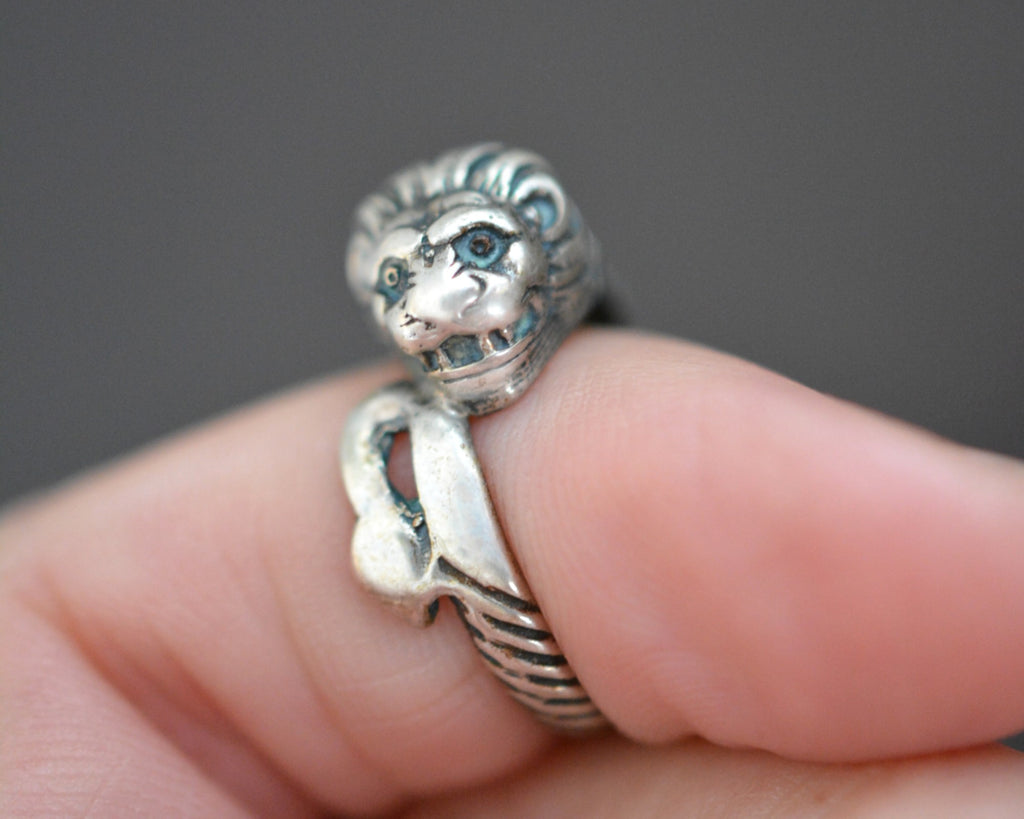 Lion Pinky Silver Ring - Size 4.5