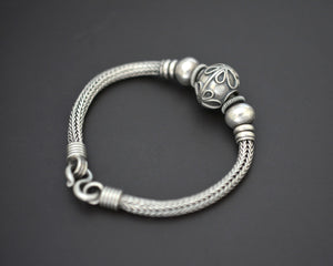 Bali Braided Snake Chain Bracelet with Silver Beads - Small